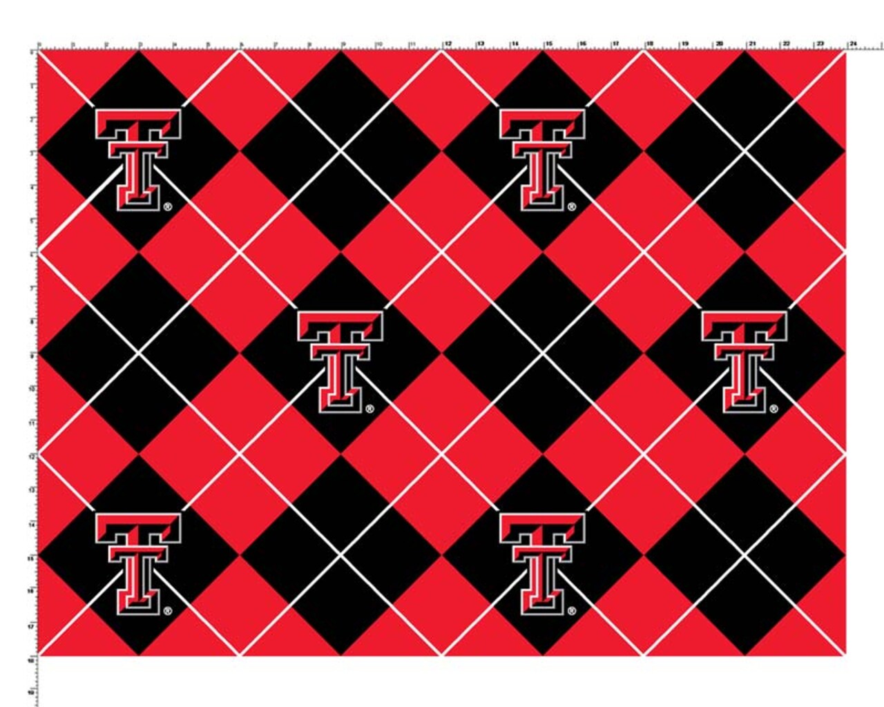 Sykel Enterprises-Texas Tech University Fleece Fabric-Texas Tech Red Raiders Argyle Fleece Blanket Fabric-Sold by the yard